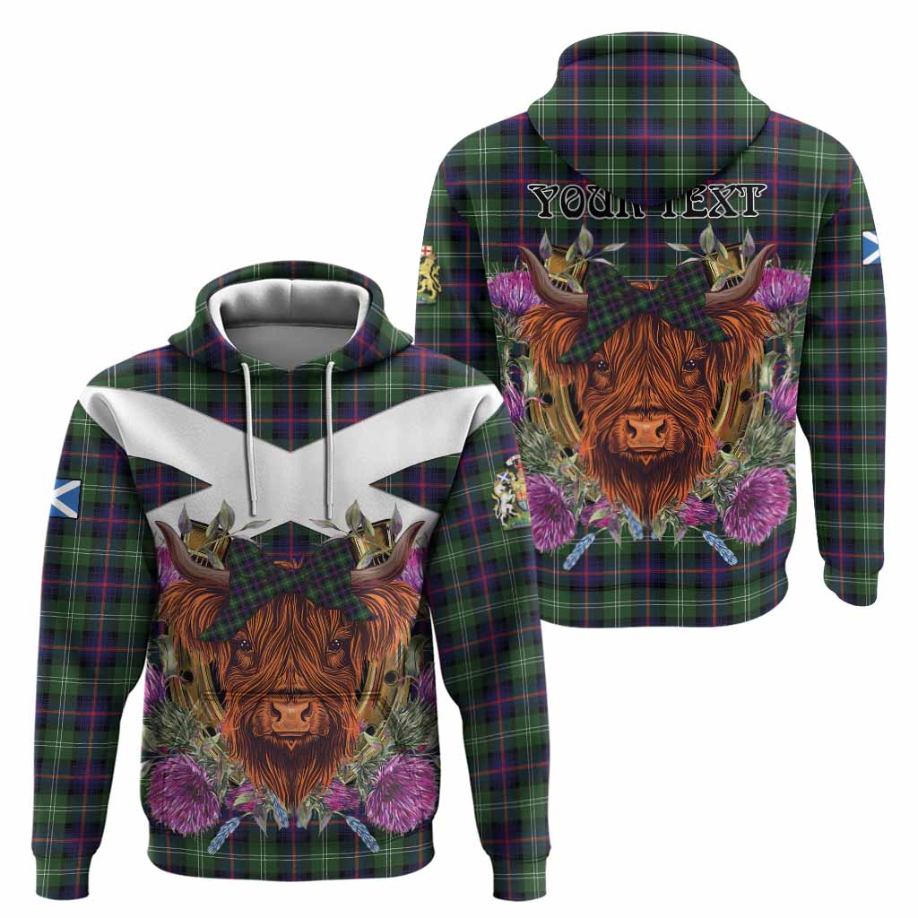 Sutherland Tartan Hoodie Scottish Thistle Heilan Coo