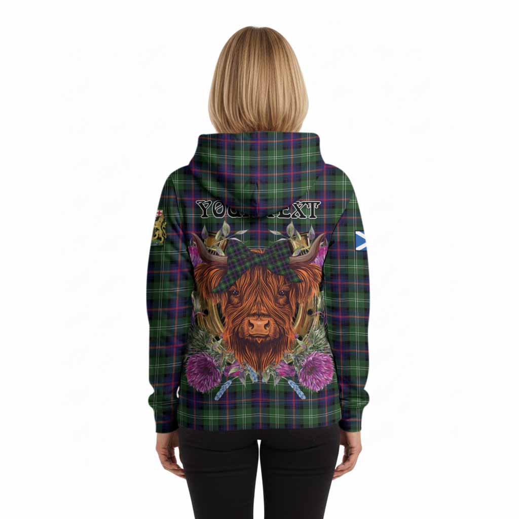 Sutherland Tartan Hoodie Scottish Thistle Heilan Coo