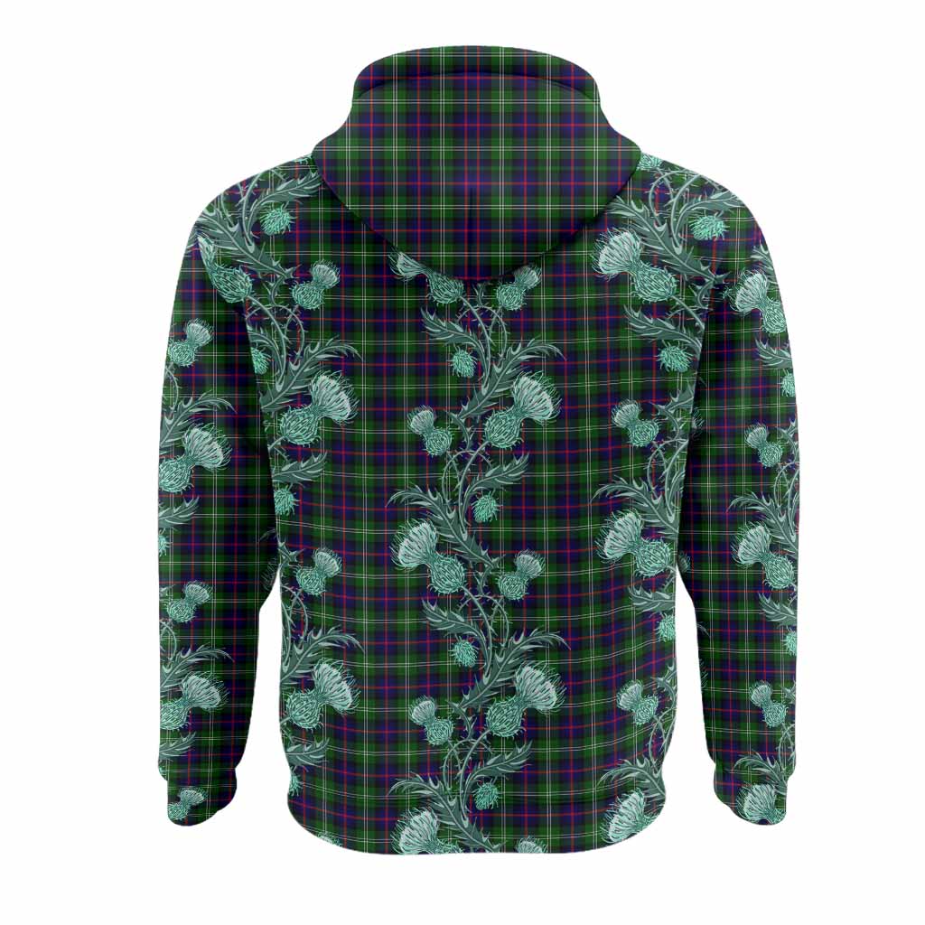 Sutherland Tartan Hoodie Seamless Scottish Thistle Flowers