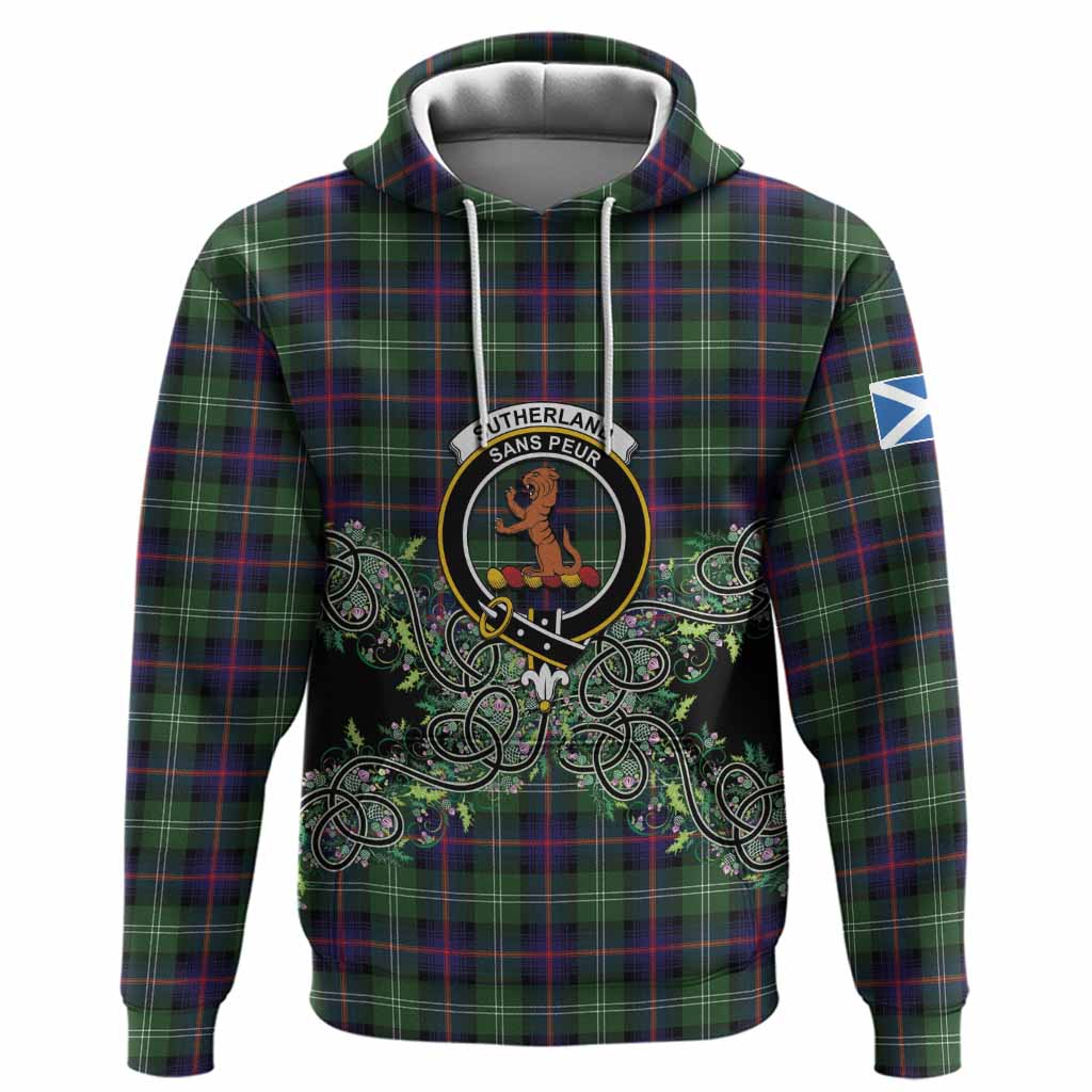 Sutherland Tartan Hoodie Thistle Scottish Spirit