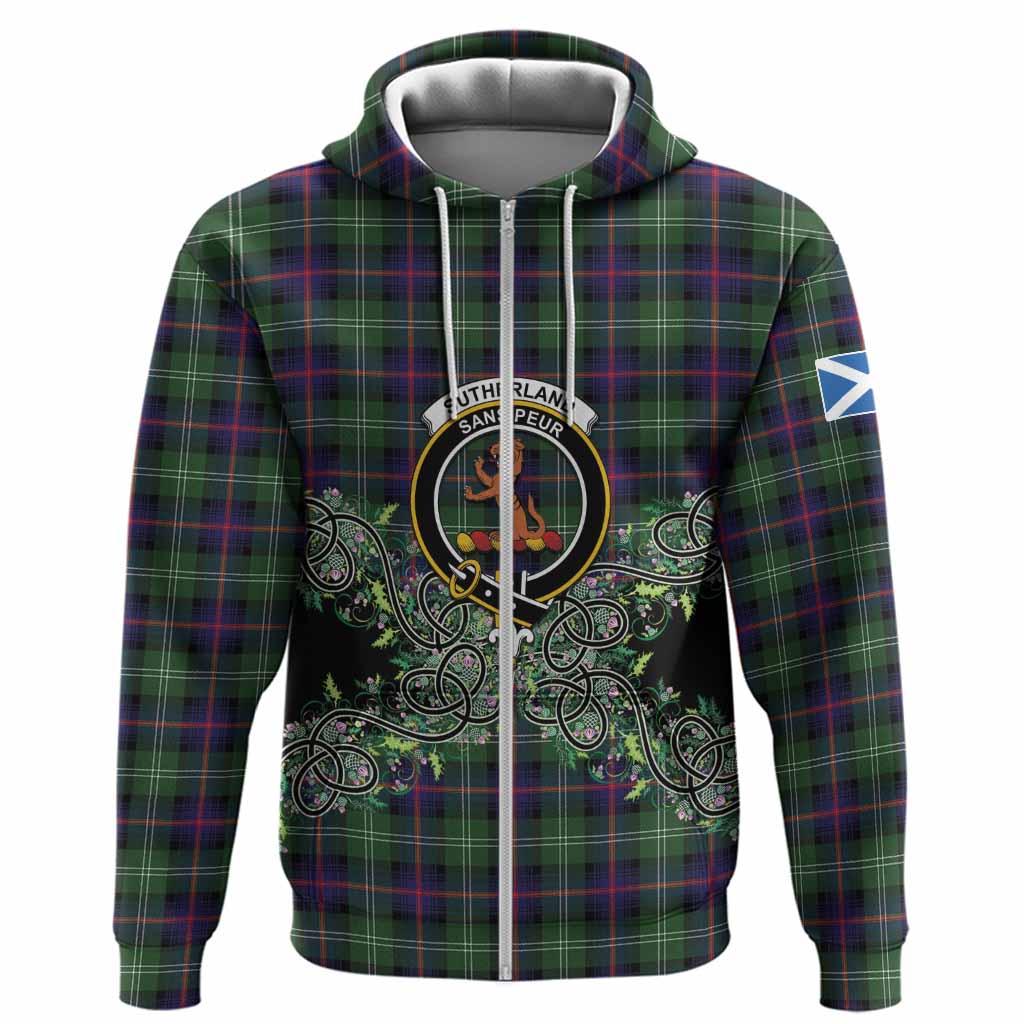 Sutherland Tartan Hoodie Thistle Scottish Spirit