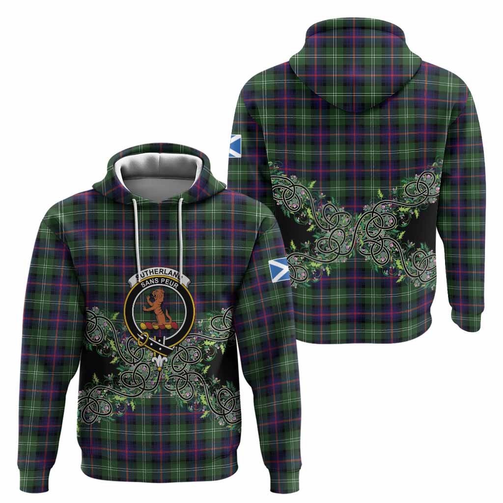 Sutherland Tartan Hoodie Thistle Scottish Spirit