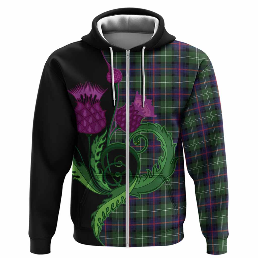 Sutherland Tartan Hoodie Traditional Scottish Thistle