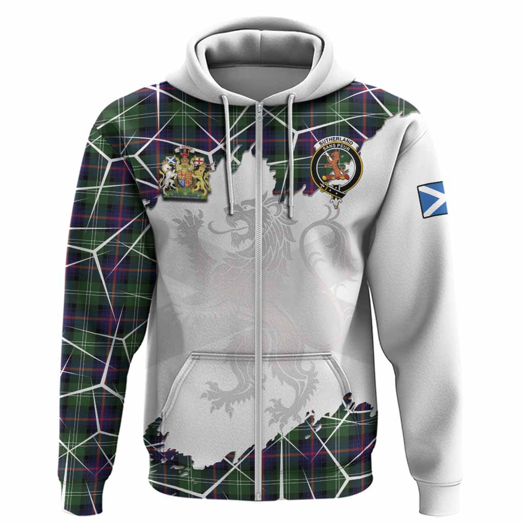 Sutherland Tartan Hoodie with Family Crest and Lion Rampant Grunge Style