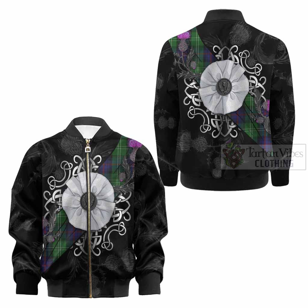 Sutherland Tartan Kid Bomber Jacket Jacobite White Rose - Tartan Vibes Clothing