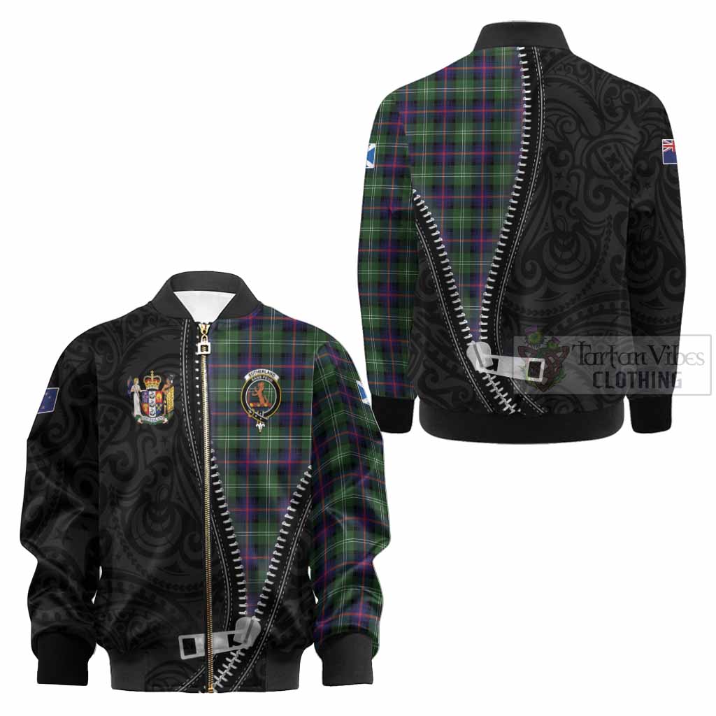 Sutherland Tartan Kid Bomber Jacket New Zealand Pattern Unique Zipper Stylized