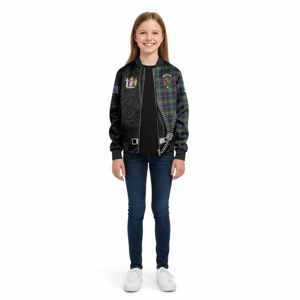 Sutherland Tartan Kid Bomber Jacket New Zealand Pattern Unique Zipper Stylized