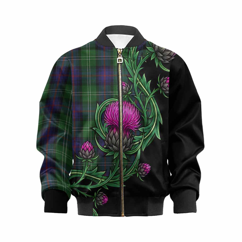 Sutherland Tartan Kid Bomber Jacket Resilient Scottish Thistle Kid XS - Tartan Vibes Clothing