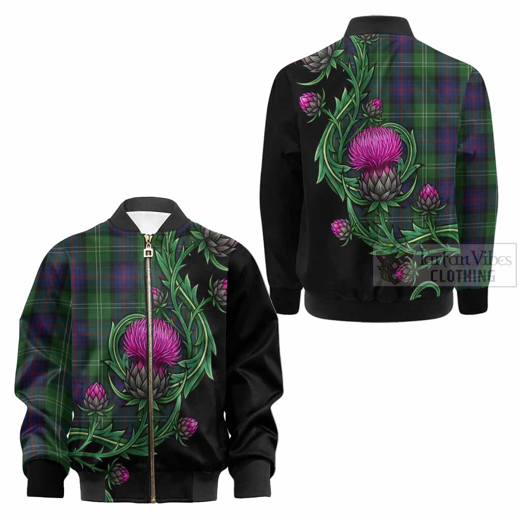 Sutherland Tartan Kid Bomber Jacket Resilient Scottish Thistle - Tartan Vibes Clothing