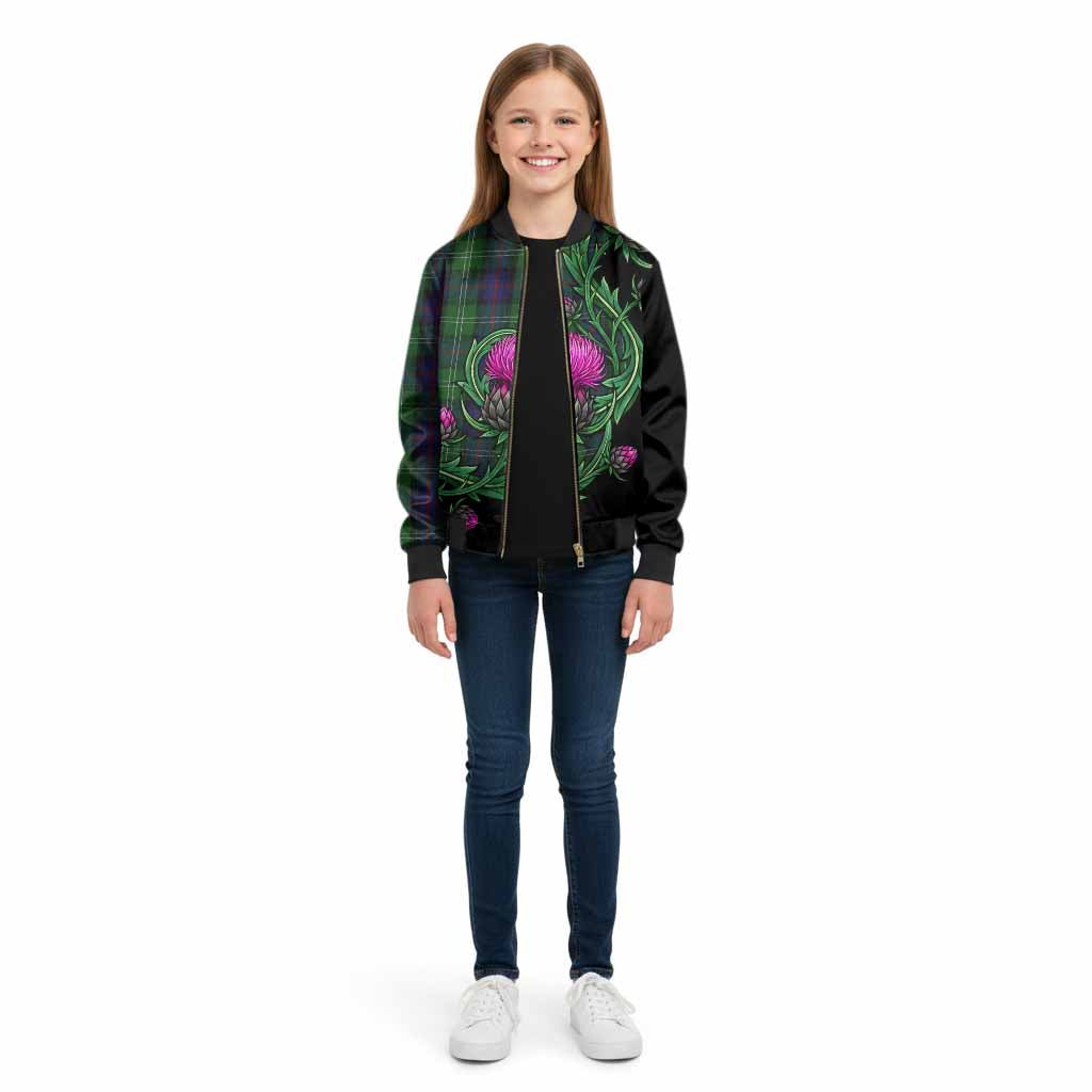 Sutherland Tartan Kid Bomber Jacket Resilient Scottish Thistle - Tartan Vibes Clothing