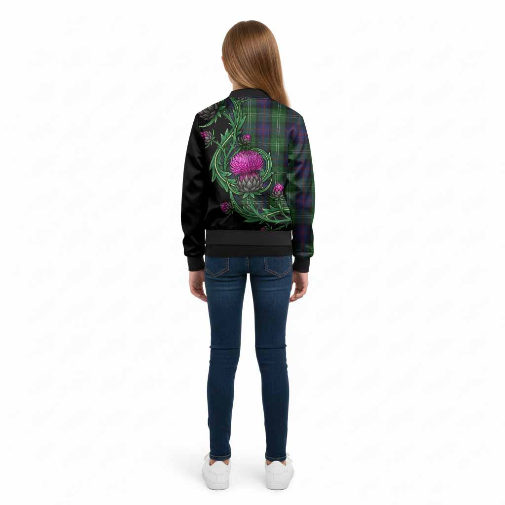 Sutherland Tartan Kid Bomber Jacket Resilient Scottish Thistle - Tartan Vibes Clothing