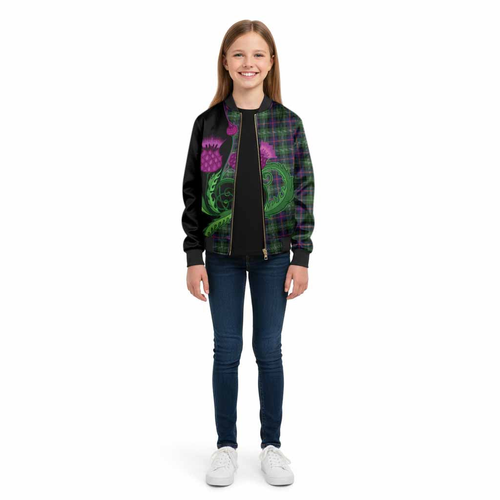 Sutherland Tartan Kid Bomber Jacket Traditional Scottish Thistle