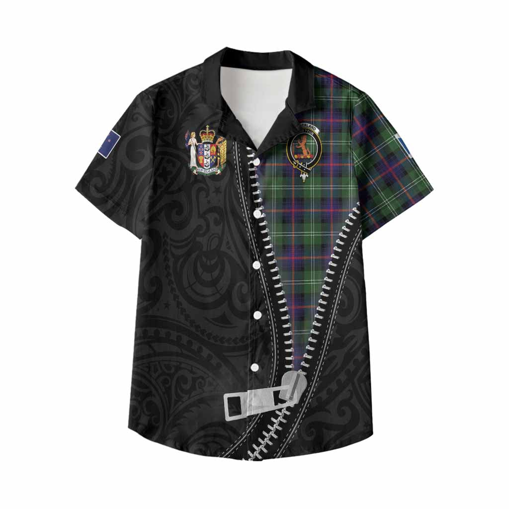 Sutherland Tartan Kid Hawaiian Shirt New Zealand Pattern Unique Zipper Stylized