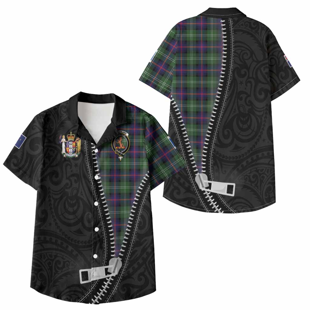 Sutherland Tartan Kid Hawaiian Shirt New Zealand Pattern Unique Zipper Stylized