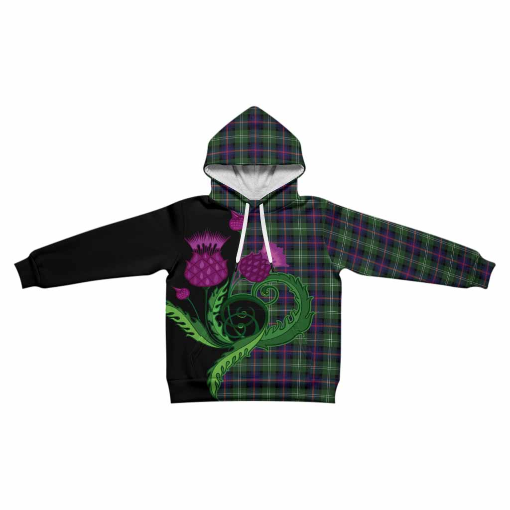 Sutherland Tartan Kid Hoodie Traditional Scottish Thistle