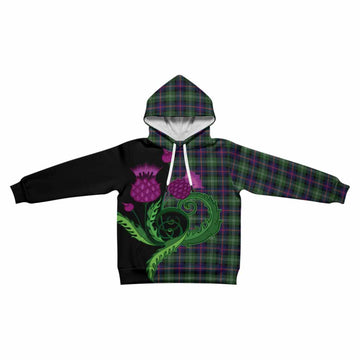 Sutherland Tartan Kid Hoodie Traditional Scottish Thistle