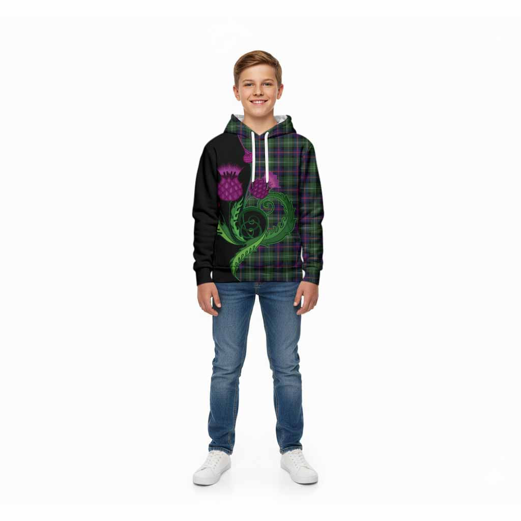 Sutherland Tartan Kid Hoodie Traditional Scottish Thistle