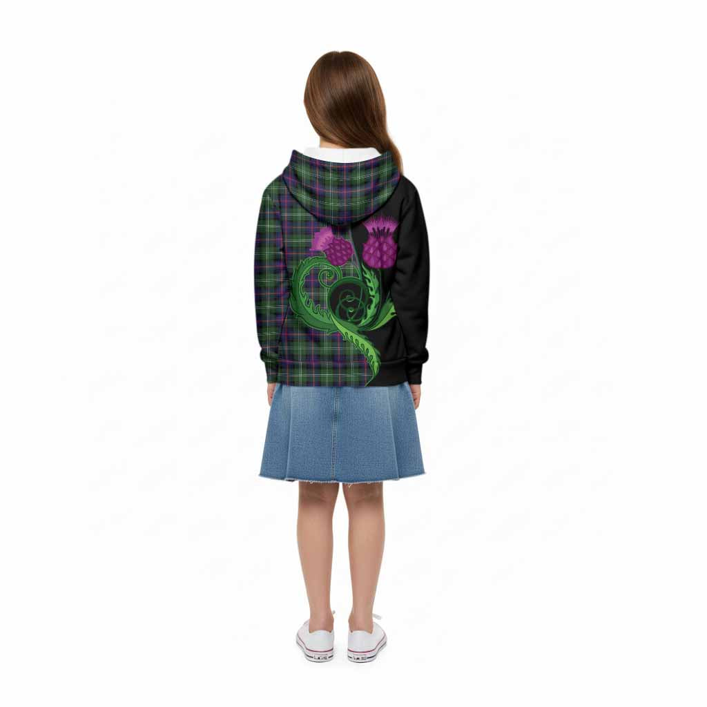 Sutherland Tartan Kid Hoodie Traditional Scottish Thistle