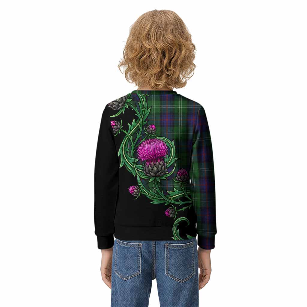 Sutherland Tartan Kid Knitted Sweatshirt Resilient Scottish Thistle - Tartan Vibes Clothing