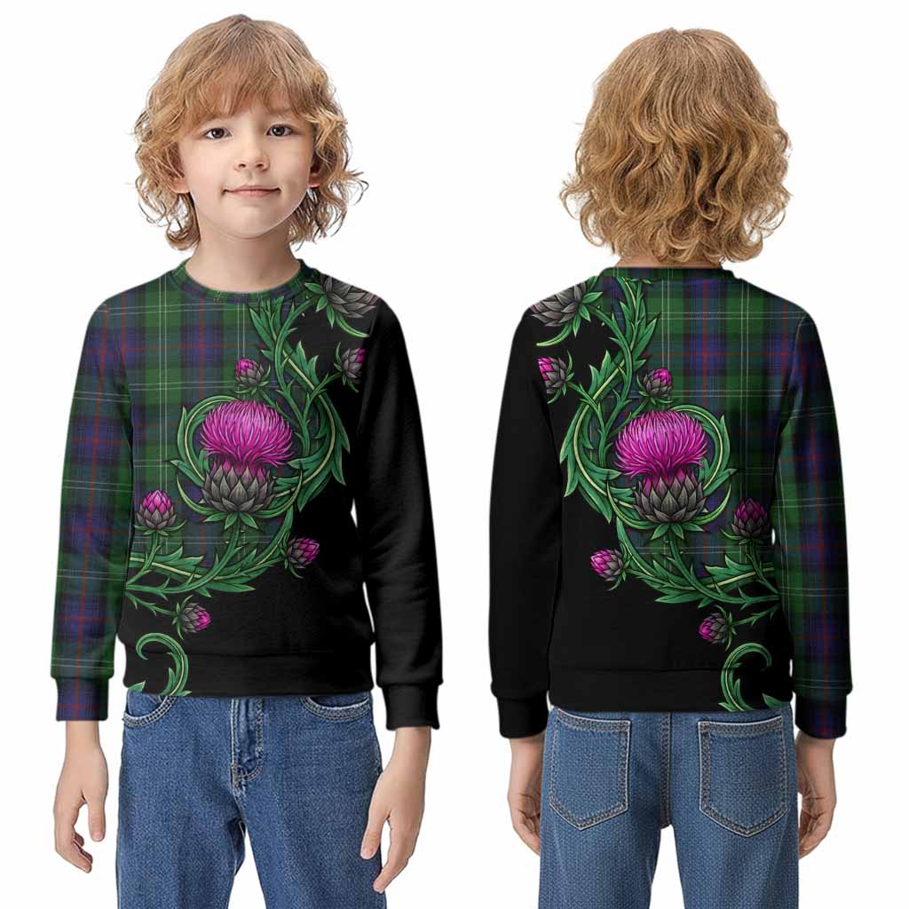 Sutherland Tartan Kid Knitted Sweatshirt Resilient Scottish Thistle - Tartan Vibes Clothing
