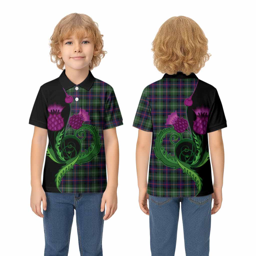 Sutherland Tartan Kid Polo Shirt Traditional Scottish Thistle