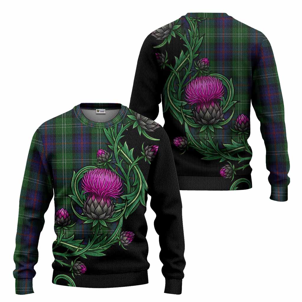 Sutherland Tartan Knitted Sweater Resilient Scottish Thistle - Tartan Vibes Clothing