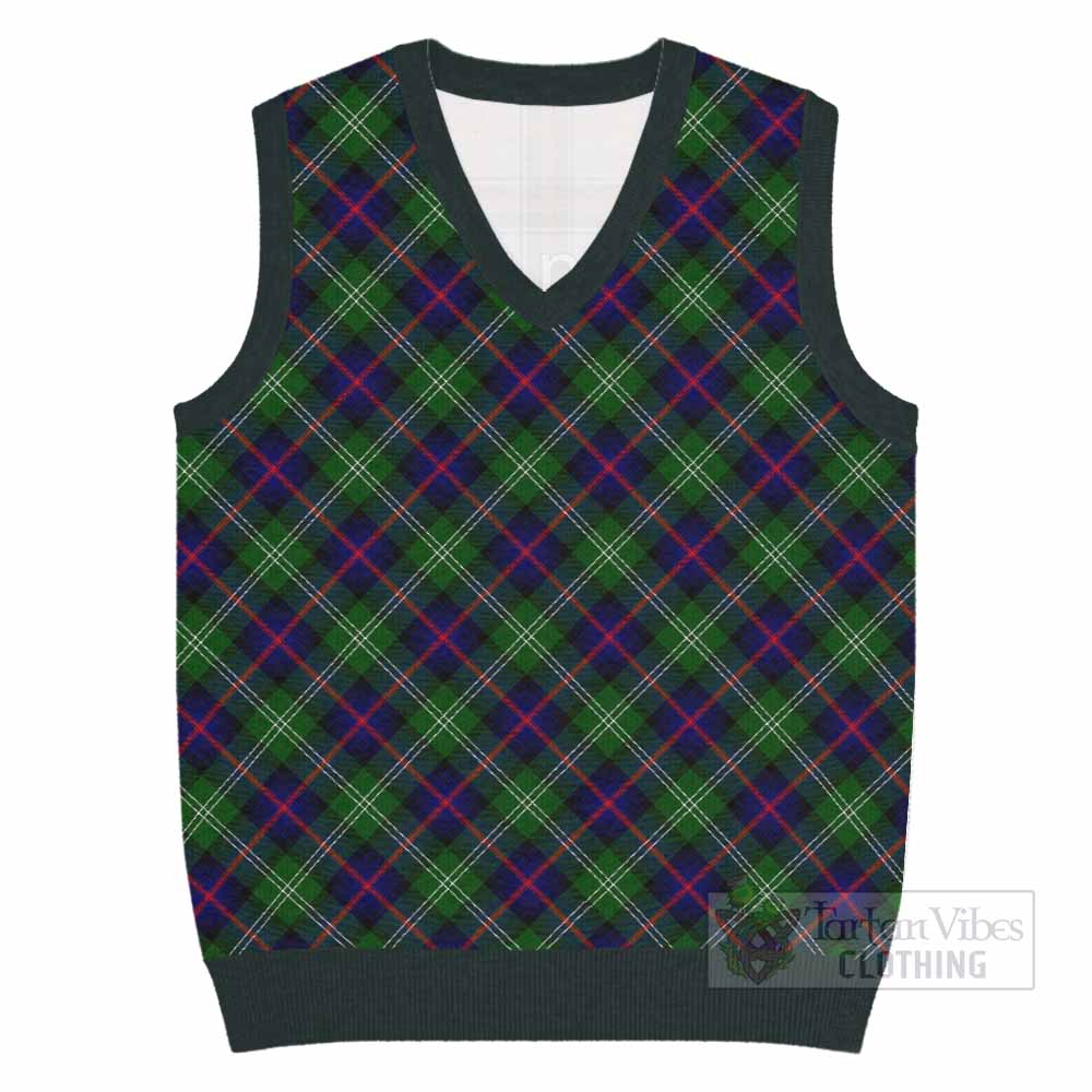 Sutherland Tartan  Knitted V-Neck Vest Cross Style