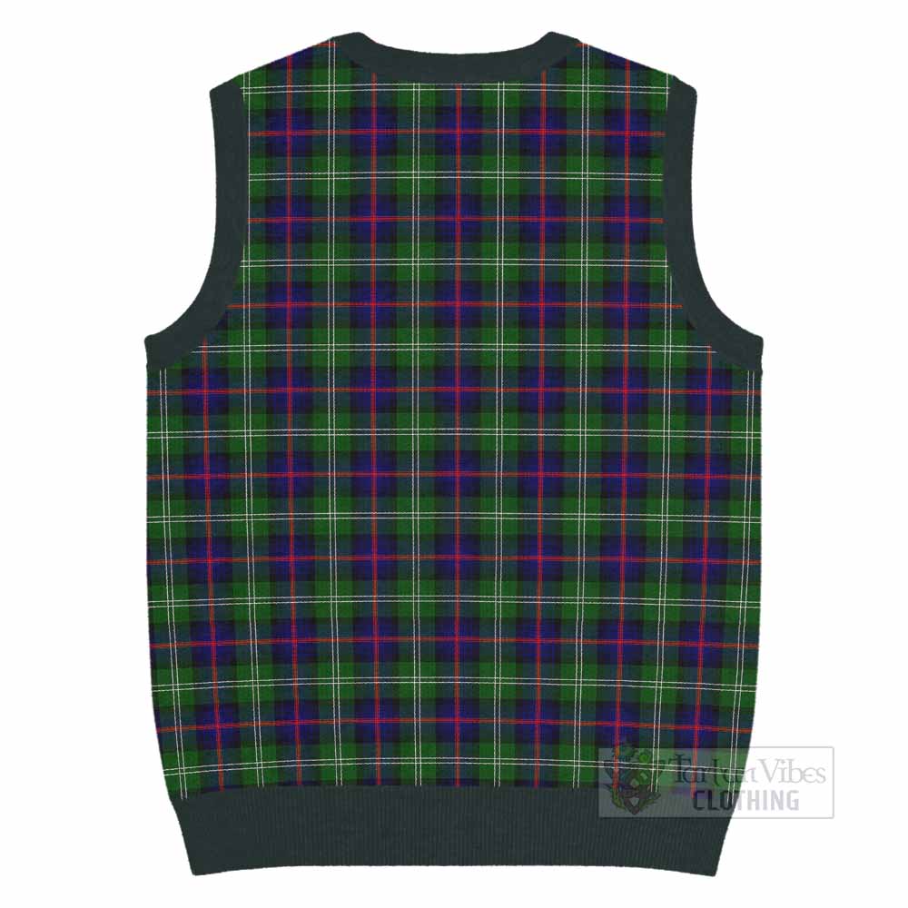 Sutherland Tartan Knitted V-Neck Vest with Family Crest - Tartan Vibes Clothing