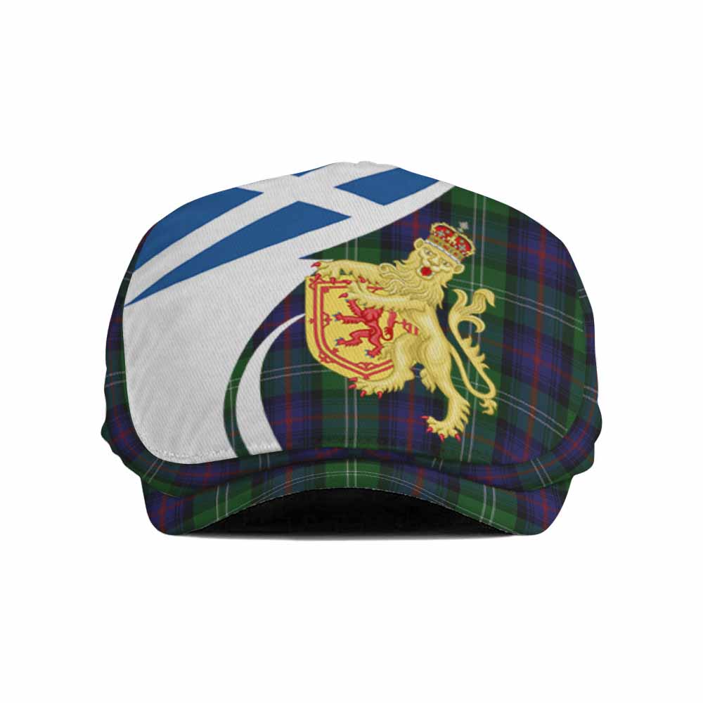 Sutherland Tartan Lion Rampant Flat Cap, Jeff Cap Classic Scottish Style