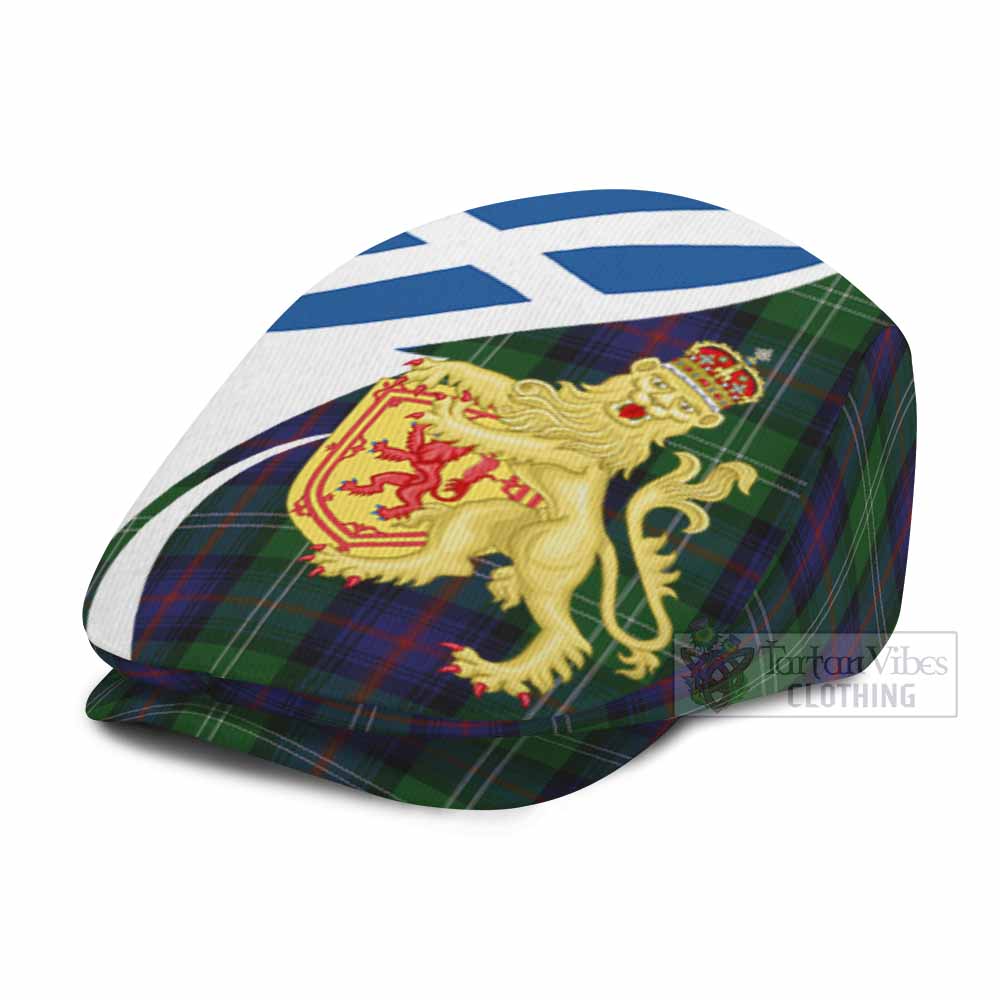 Sutherland Tartan Lion Rampant Flat Cap, Jeff Cap Classic Scottish Style
