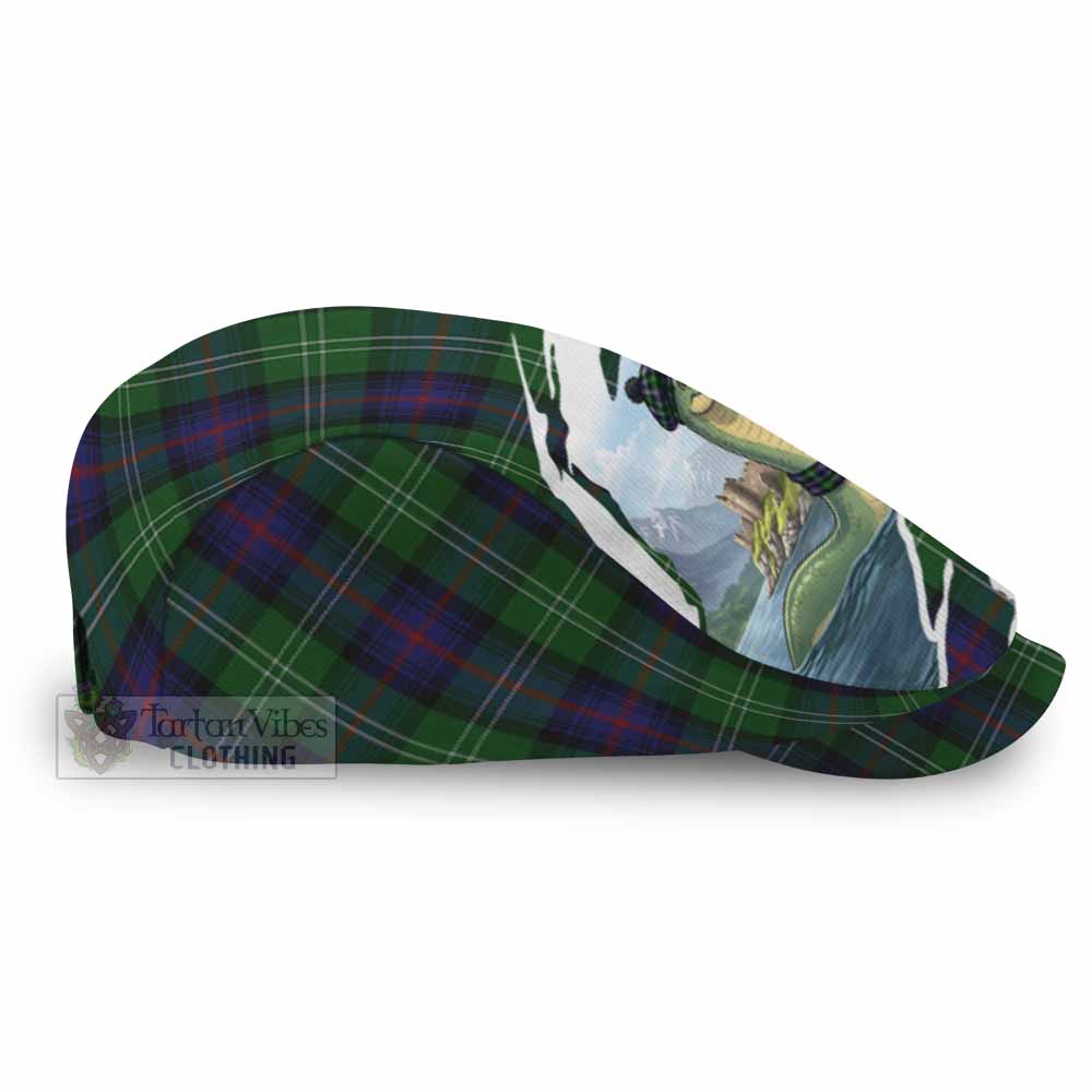 Sutherland Tartan Loch Ness Monster Scottish Heritage Art Flat Cap, Jeff Cap