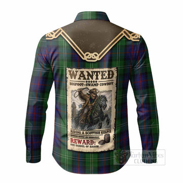 Sutherland Tartan Long Sleeve Button Shirts Bigfoot Riding The Kelpie Monster