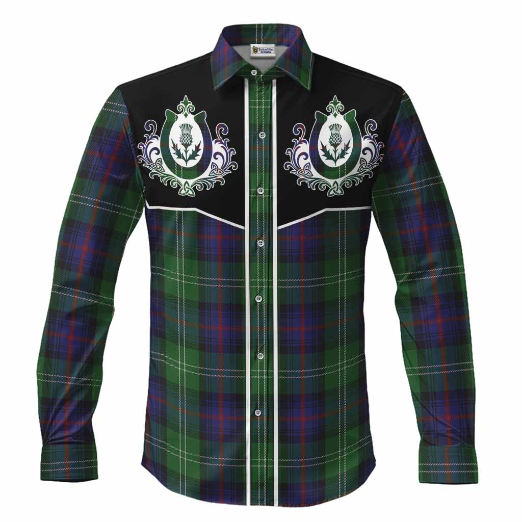 Sutherland Tartan Long Sleeve Button Shirts Horseshoe Ornament Men's Shirt S - Tartan Vibes Clothing