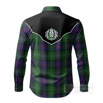 Sutherland Tartan Long Sleeve Button Shirts Horseshoe Ornament - Tartan Vibes Clothing