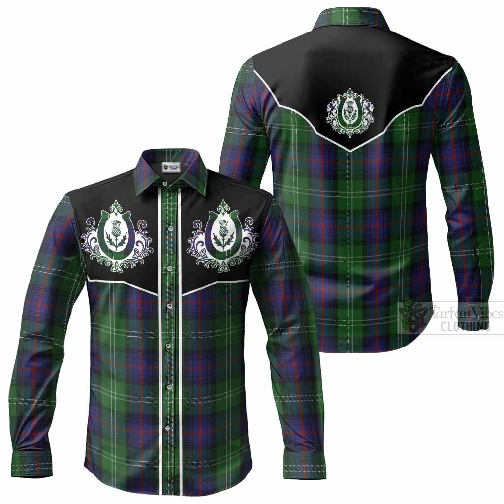 Sutherland Tartan Long Sleeve Button Shirts Horseshoe Ornament Men's Shirt - Tartan Vibes Clothing