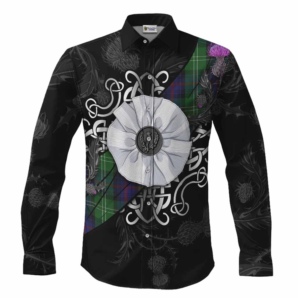 Sutherland Tartan Long Sleeve Button Shirts Jacobite White Rose Men's Shirt S - Tartan Vibes Clothing