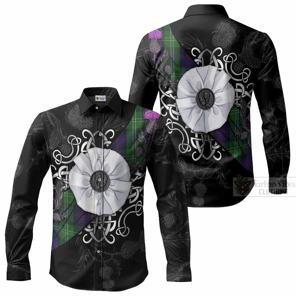 Sutherland Tartan Long Sleeve Button Shirts Jacobite White Rose Men's Shirt - Tartan Vibes Clothing