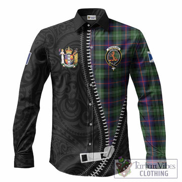Sutherland Tartan Long Sleeve Button Shirts New Zealand Pattern Unique Zipper Stylized
