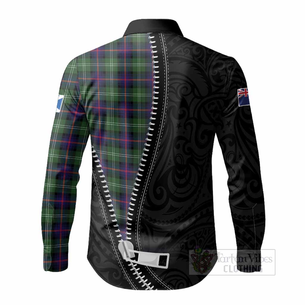 Sutherland Tartan Long Sleeve Button Shirts New Zealand Pattern Unique Zipper Stylized