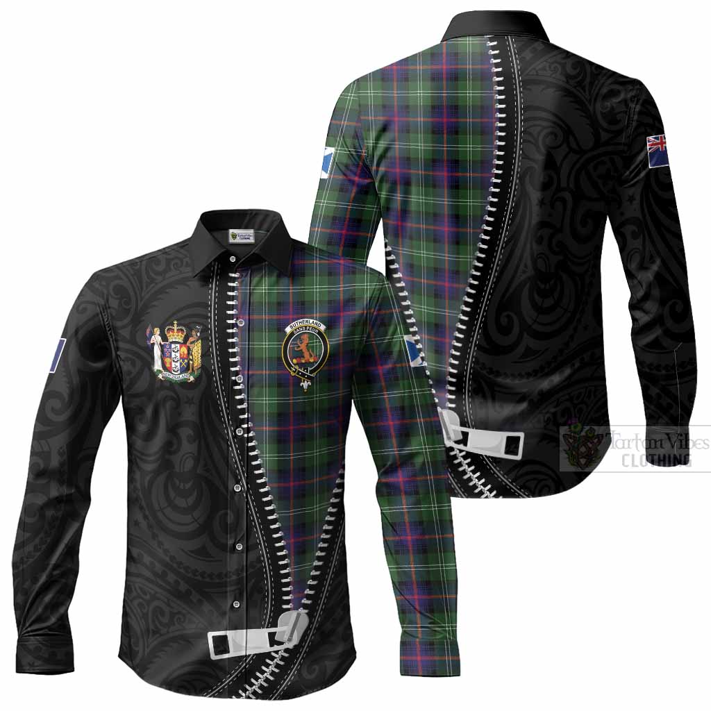 Sutherland Tartan Long Sleeve Button Shirts New Zealand Pattern Unique Zipper Stylized
