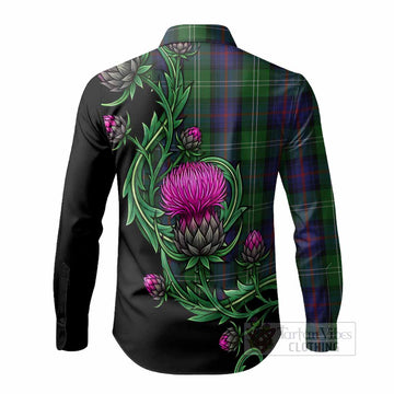 Sutherland Tartan Long Sleeve Button Shirts Resilient Scottish Thistle