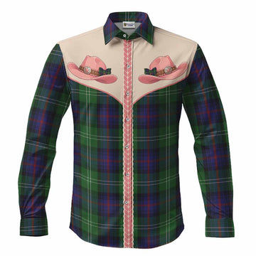 Sutherland Tartan Long Sleeve Button Shirts Wee Coo Cowgirl Cute Style Men's Shirt S - Tartan Vibes Clothing