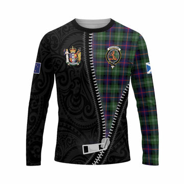 Sutherland Tartan Long Sleeve T-Shirt New Zealand Pattern Unique Zipper Stylized
