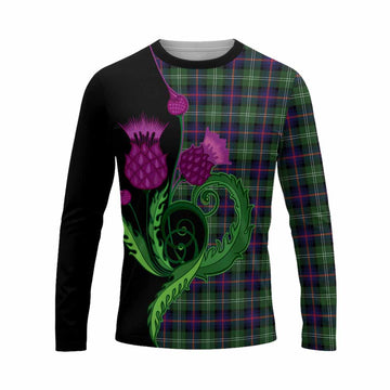 Sutherland Tartan Long Sleeve T-Shirt Traditional Scottish Thistle
