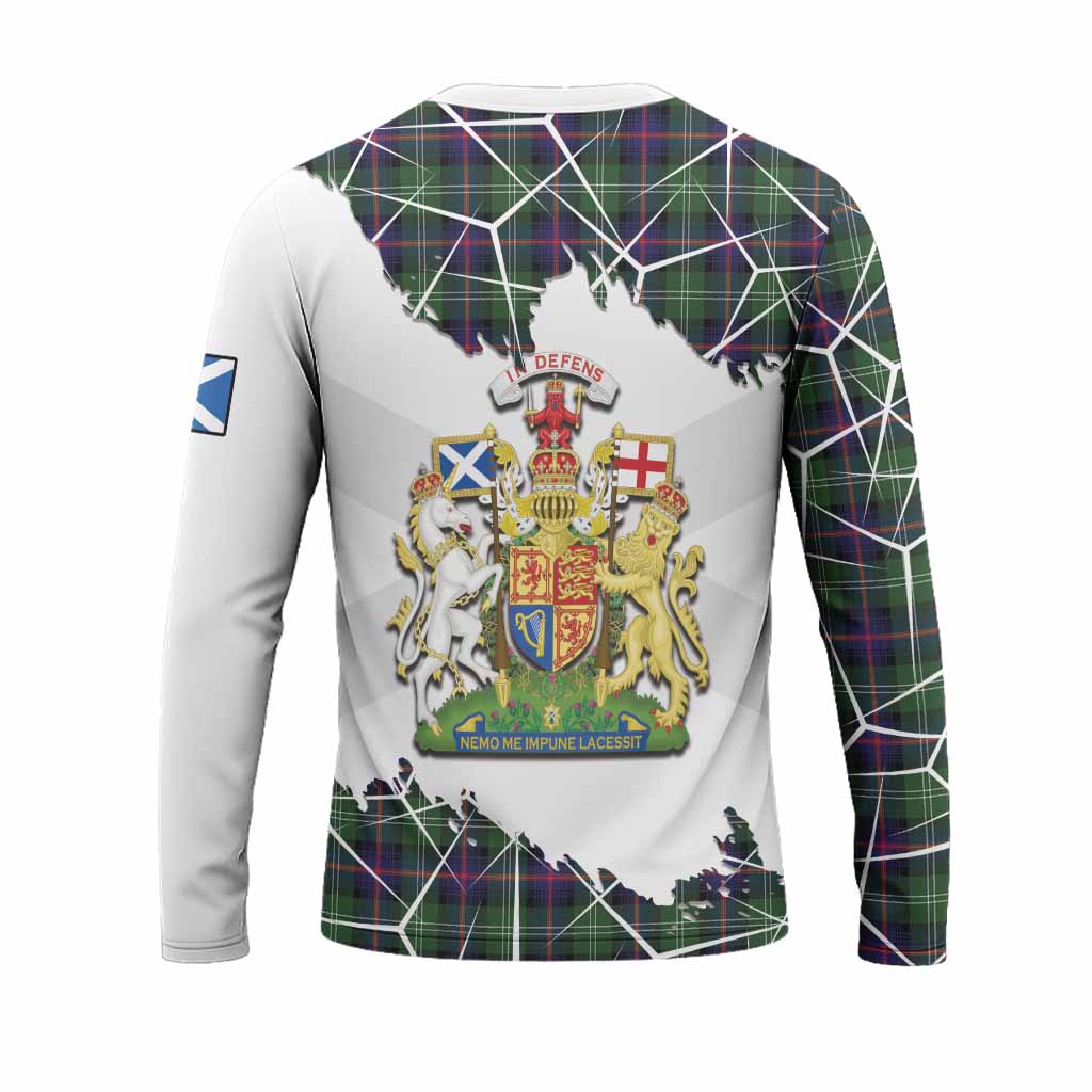 Sutherland Tartan Long Sleeve T-Shirt with Family Crest and Lion Rampant Grunge Style