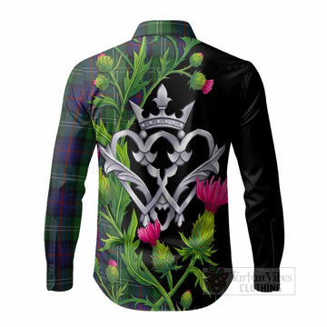 Sutherland Tartan Luckenbooth Long Sleeve Button Shirts Silver Heart Crown Thistle Floral - Tartan Vibes Clothing