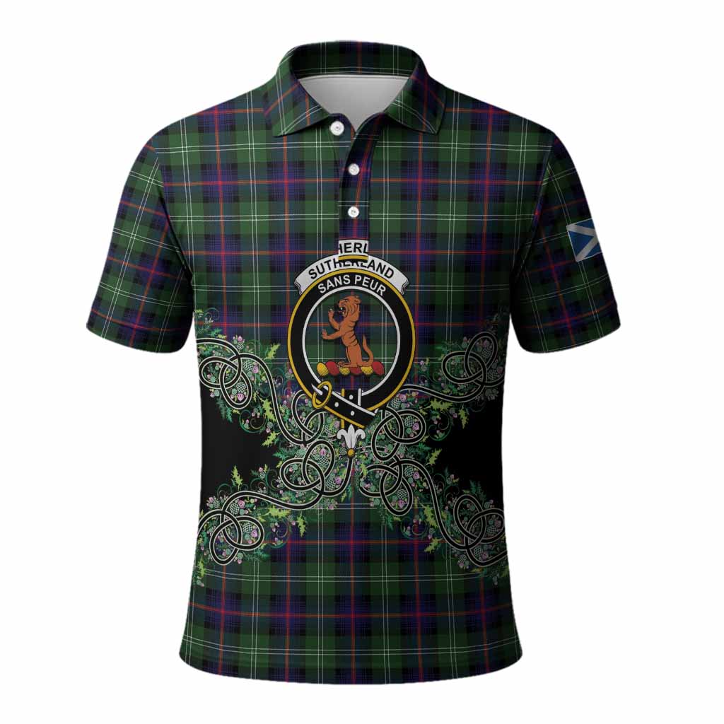 Sutherland Tartan Polo Shirt Thistle Scottish Spirit