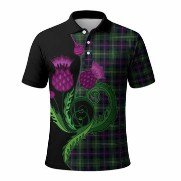 Sutherland Tartan Polo Shirt Traditional Scottish Thistle