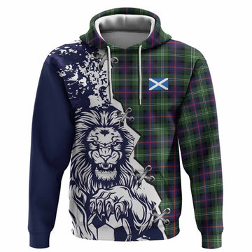 Sutherland Tartan Scottish Hoodie Angry Lion With Soccer Ball Style