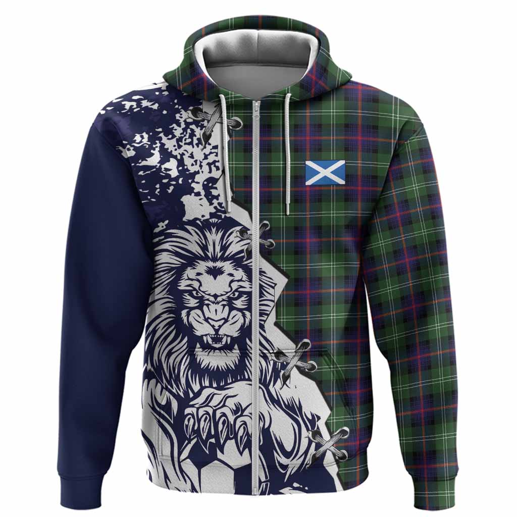 Sutherland Tartan Scottish Hoodie Angry Lion With Soccer Ball Style